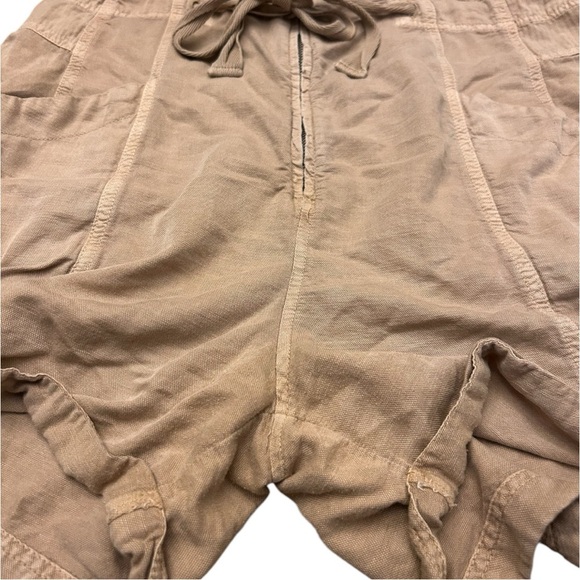 Free People Palm Valley Shortalls Romper Khaki Tan Boho Relaxed fit Size Medium - Picture 6 of 10